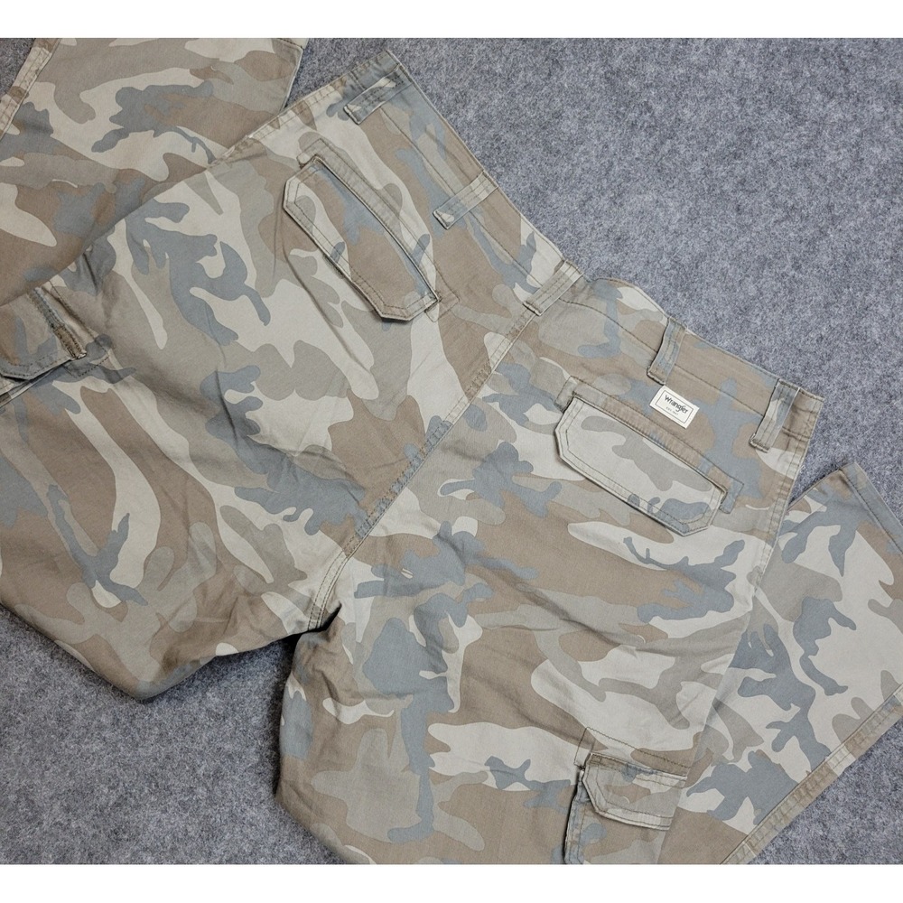 Wrangler Cargo Pants Mens 40x30 Camo Stretch Regular Fit Taper Dad Tactical